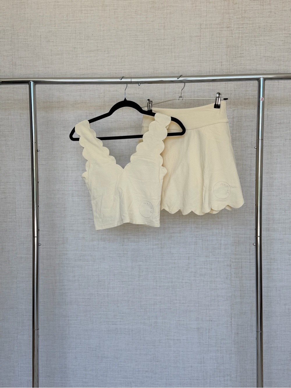 Marysia Swim Cream Scalloped Knit Skirt & Crop Set